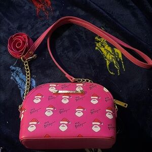 Betsey Johnson Pink Santa Crossbody Bag